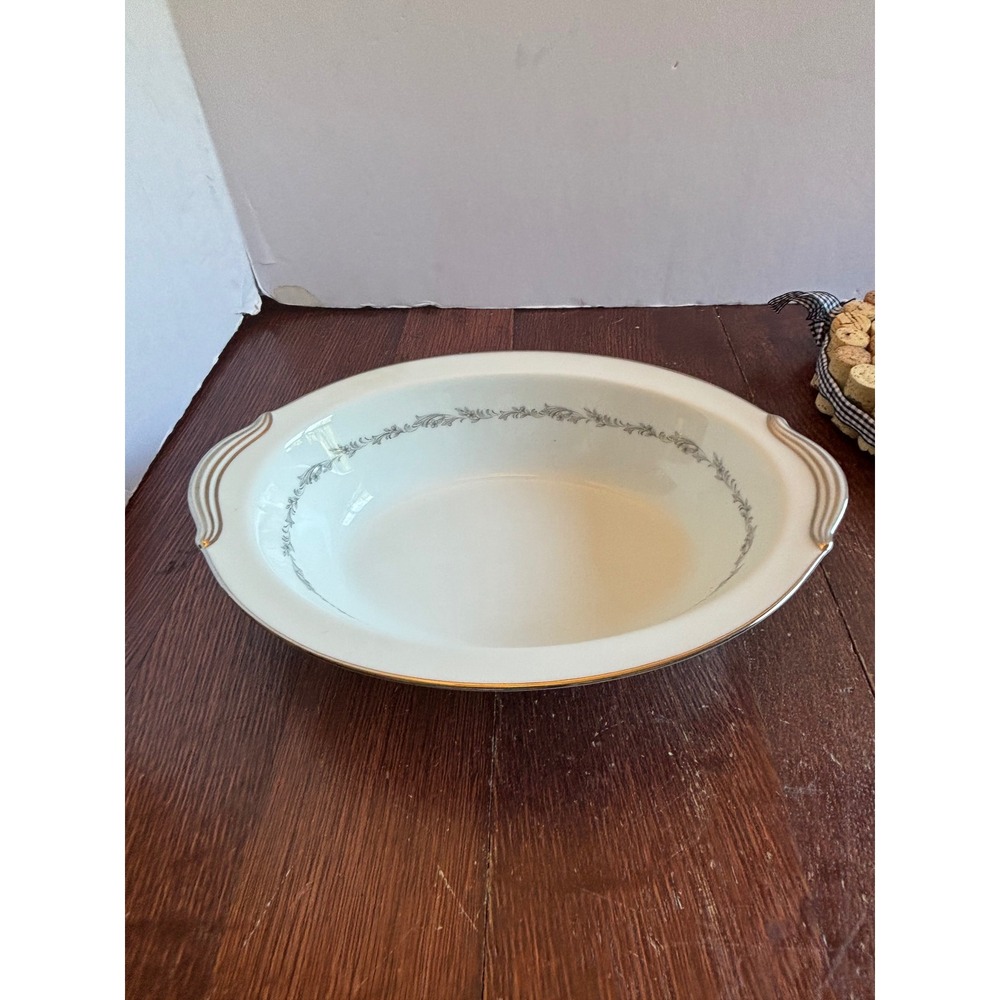 Noritake Crestmont 6013 Oval Vegetable Serving Bowl Gold Trim Japan China 10.5in